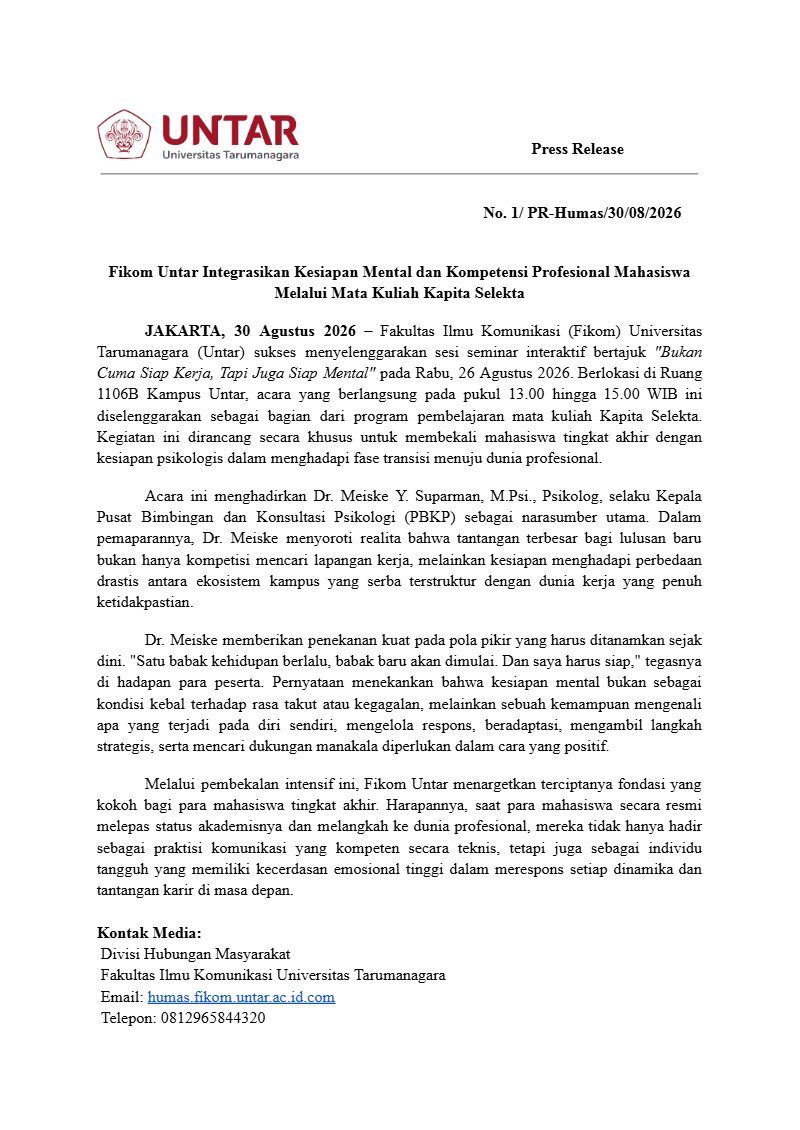 Varellie audrey 915230109 Press Release Kapsel Siap kerja